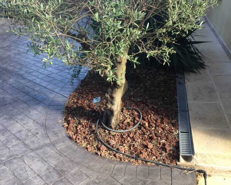 Terrasse réalisée par un spécialiste du béton imprimé à Avignon, finition pierre naturelle.